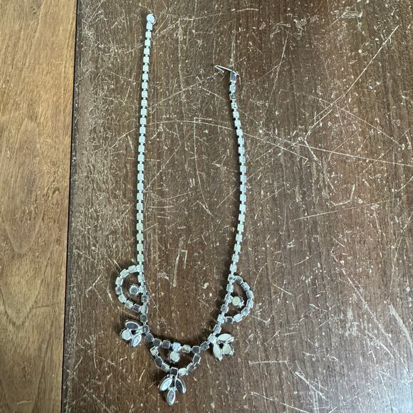 Vintage MCM Retro clear rhinestone faux diamond formal necklace hook closure - Picture 3 of 4